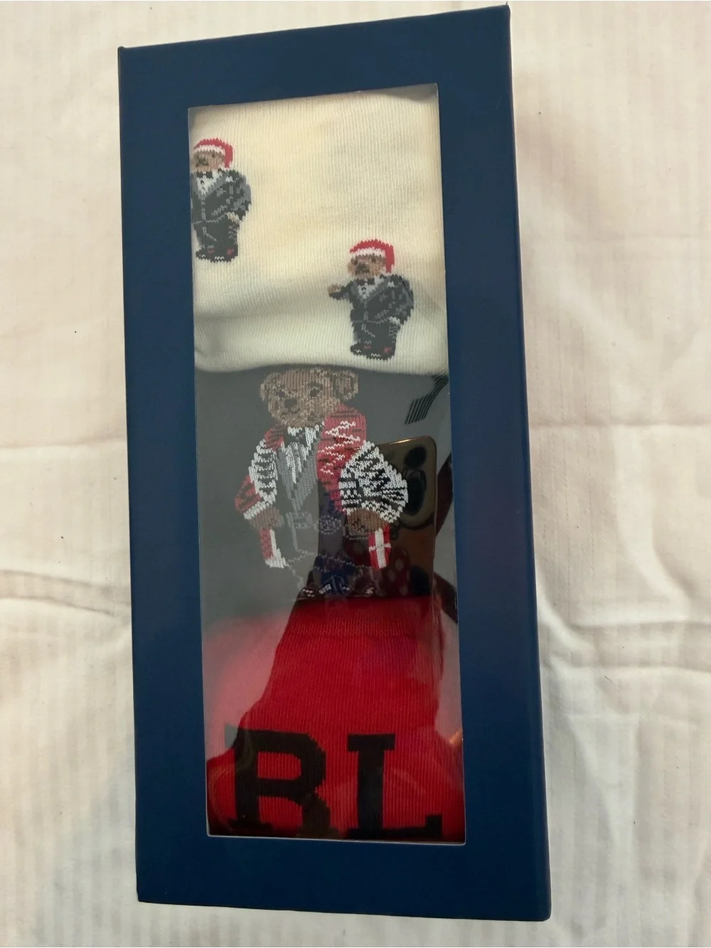 New mens Polo by Ralph Lauren Bear Socks Gift Set
